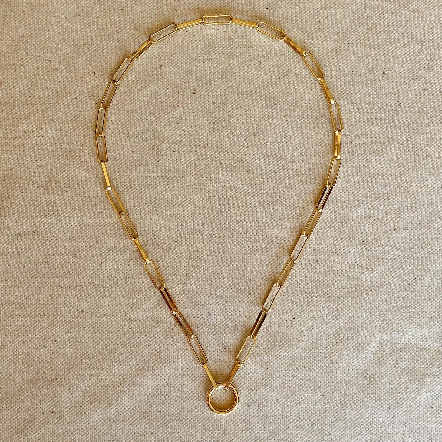 Chunky 18k Gold Filled Paperclip Chain With Charm Clip