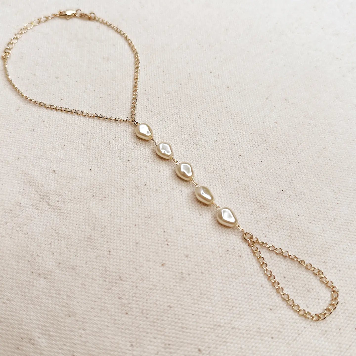 Faux Baroque Pearl Hand Chain