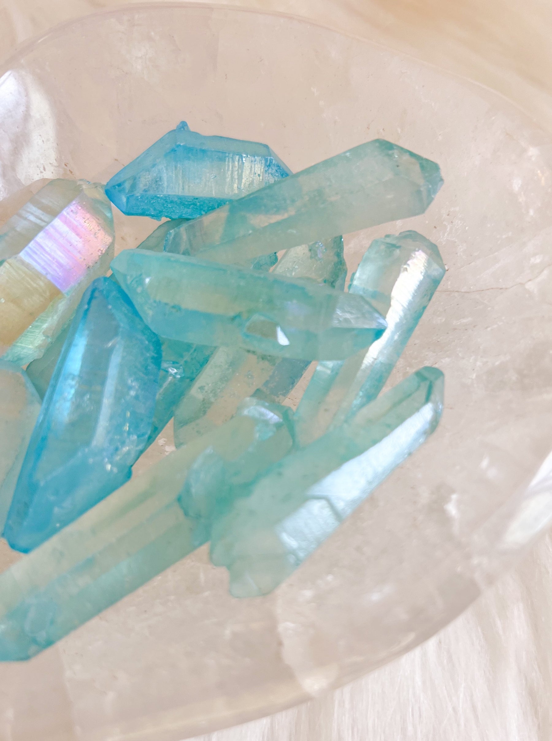 Aqua Aura Lemurian Set of Three Crystals