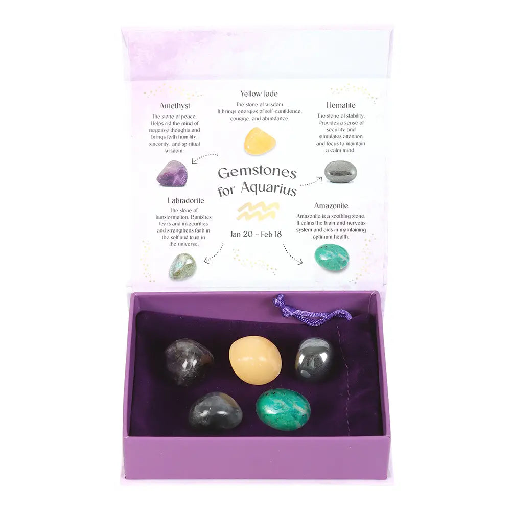 Aquarius Zodiac Crystal Tumblestone Set