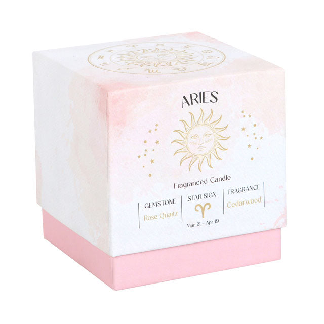 Aries Zodiac Crystal Candle