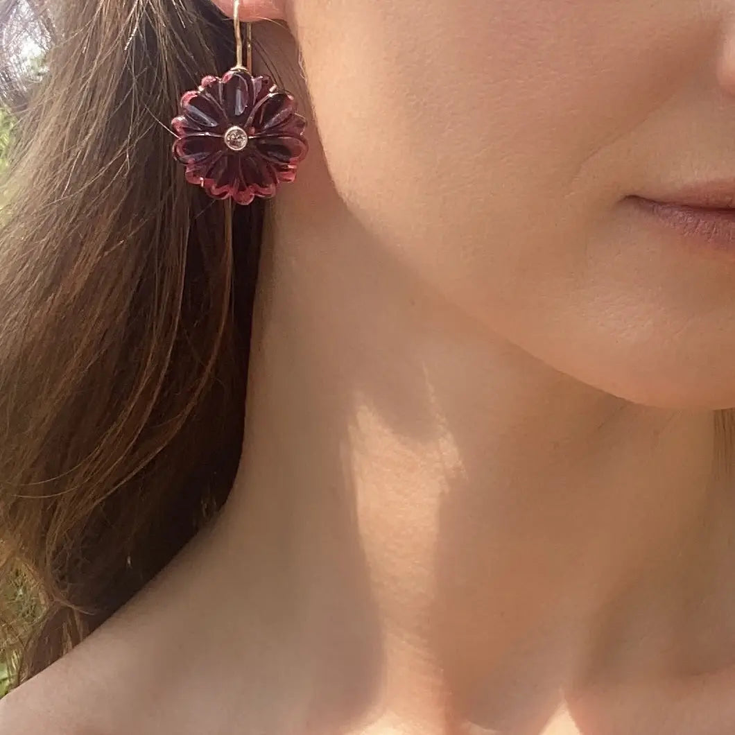 Magnolia Earrings - Champagne Quartz and Citrine