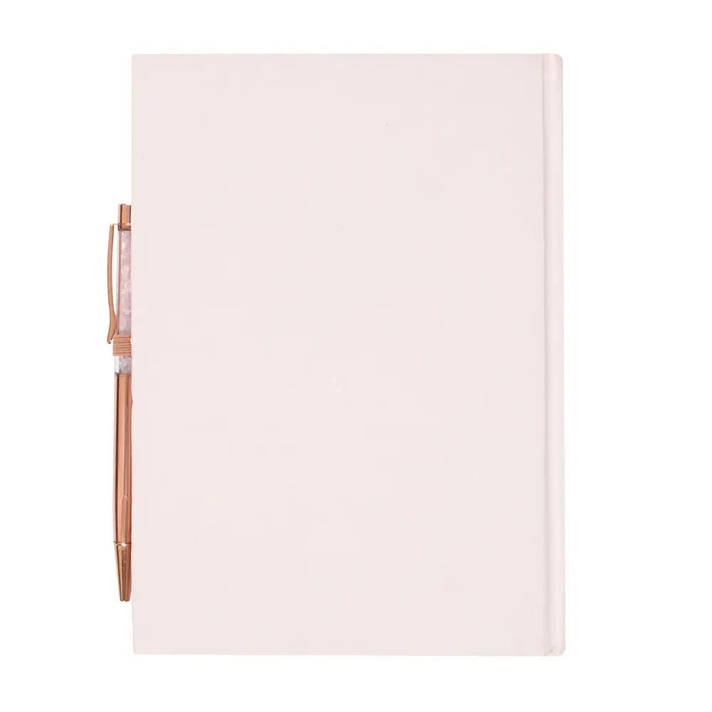 Gratitude Journal Notebook with Rose Quartz Crytal Chip Pen