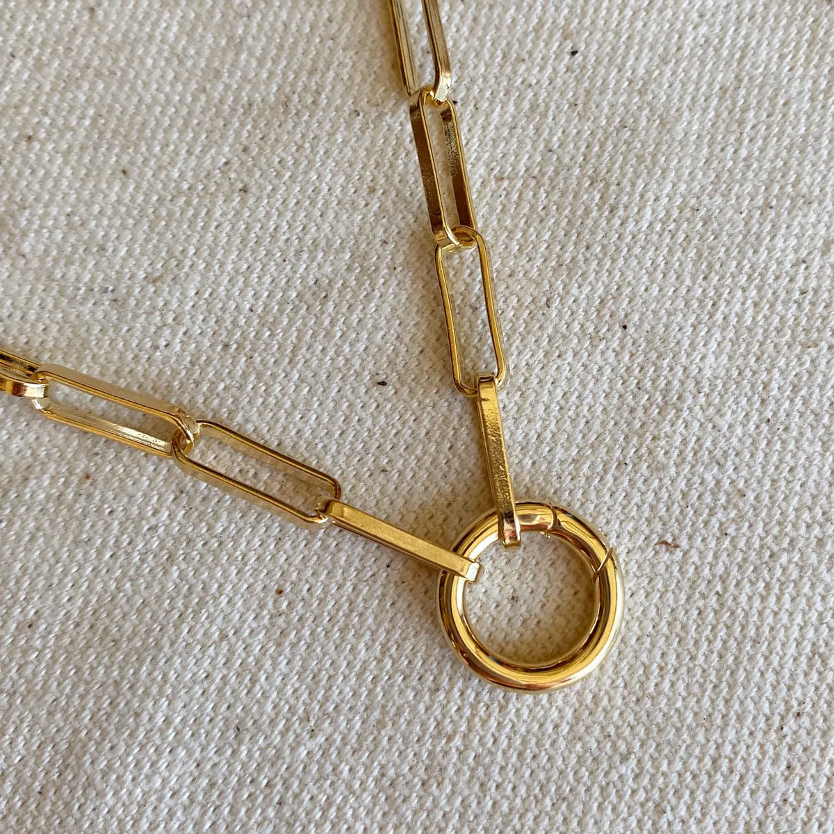 Chunky 18k Gold Filled Paperclip Chain With Charm Clip