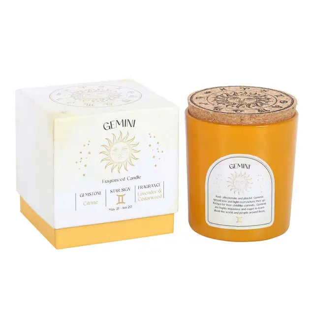 Gemini Zodiac Crystal Candle