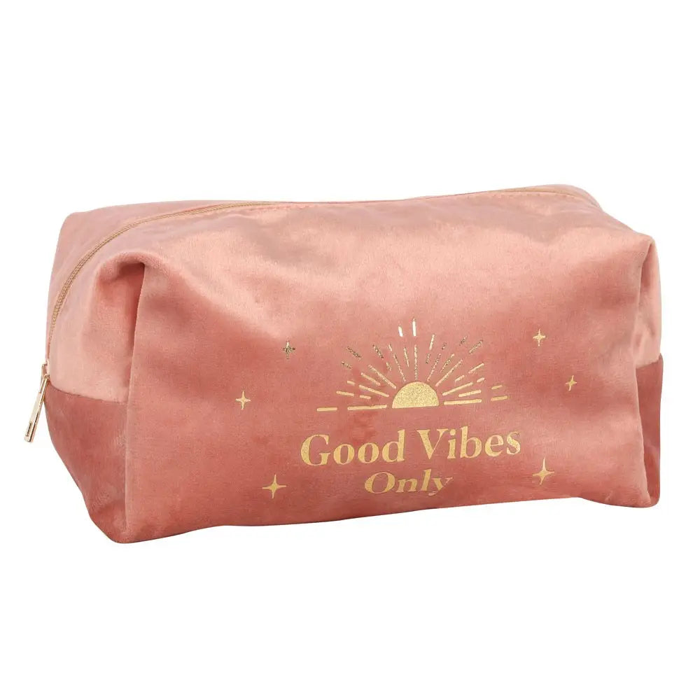Good Vibes Only Pink Velvet Pouch