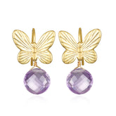 The Papillon Pink Amethyst Crystal Butterfly Earrings