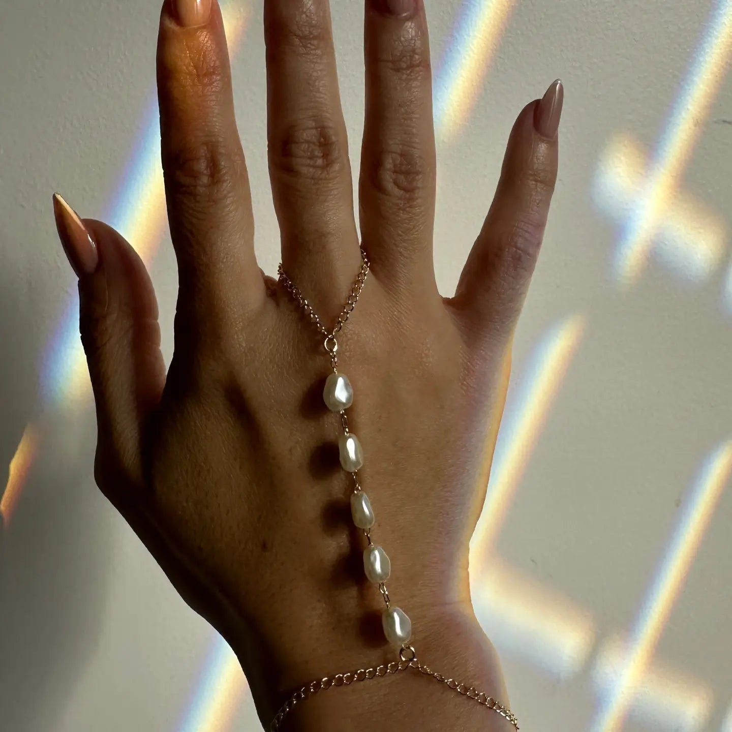 Faux Baroque Pearl Hand Chain