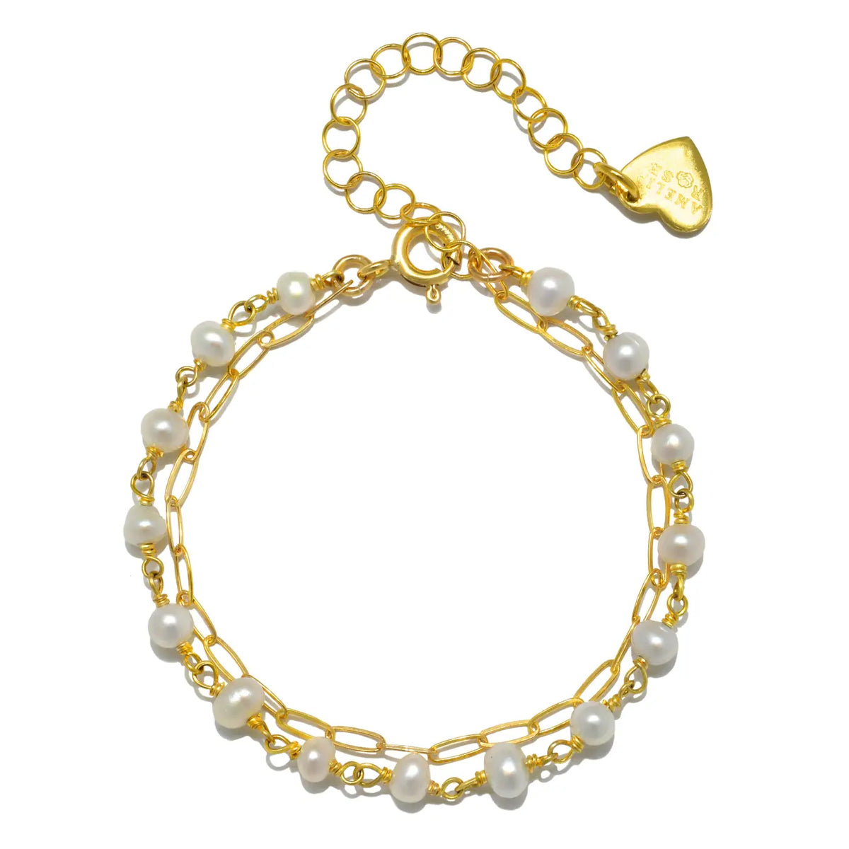 Gemstone Paperclip Bracelet-Freshwater Pearl