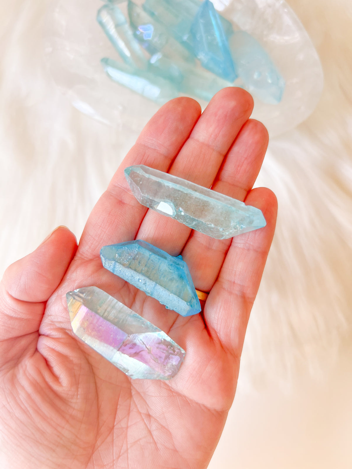 Aqua Aura Lemurian Set of Three Crystals
