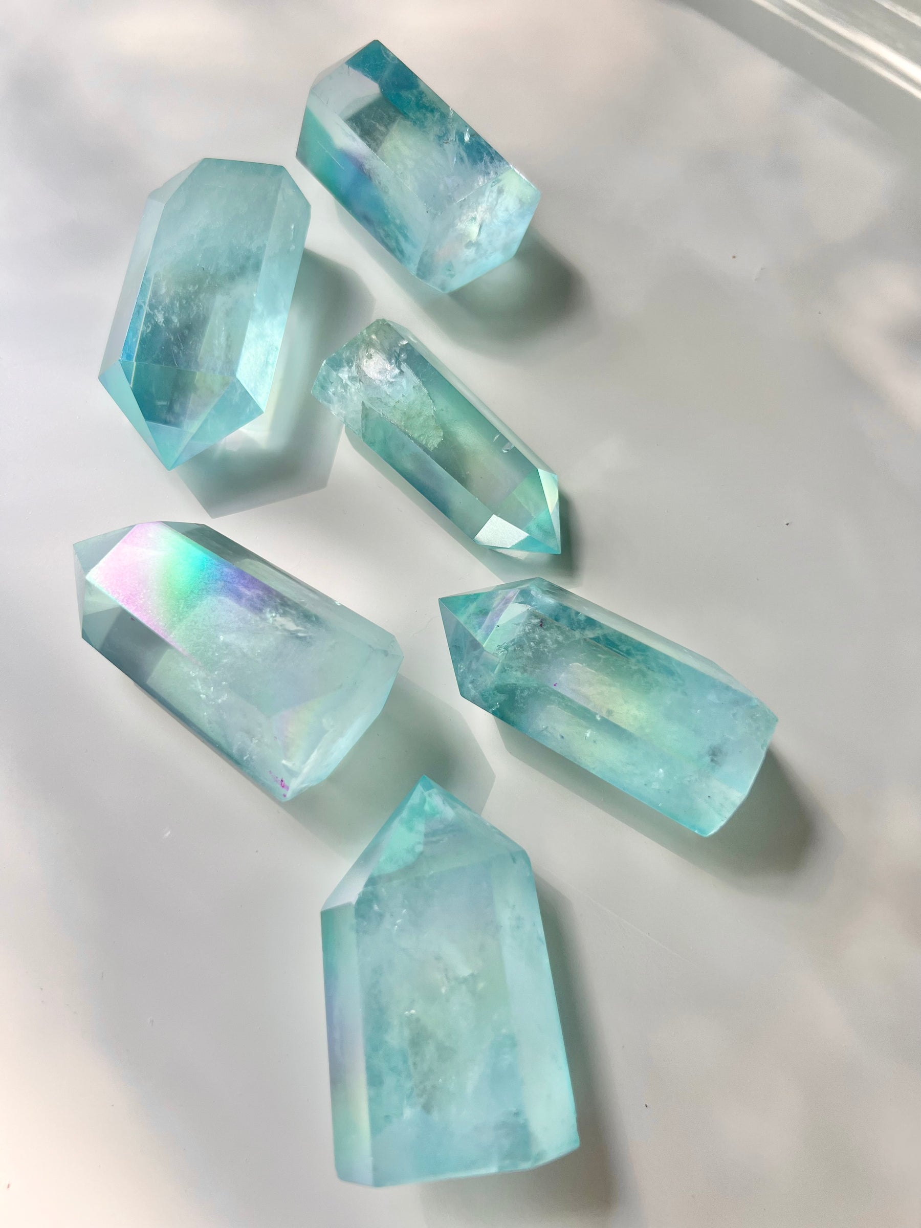 Aqua Aura Polished Quartz Point