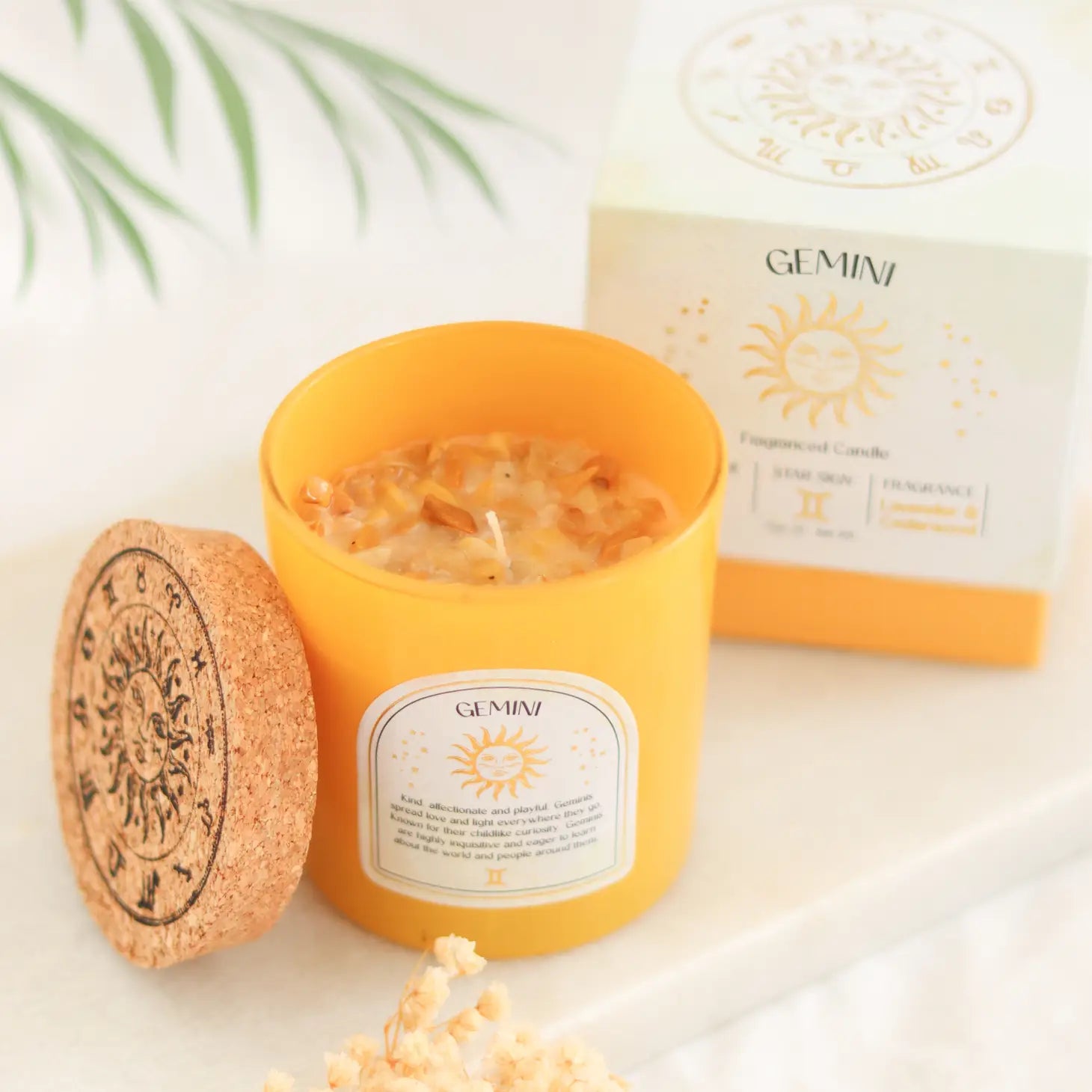 Gemini Zodiac Crystal Candle