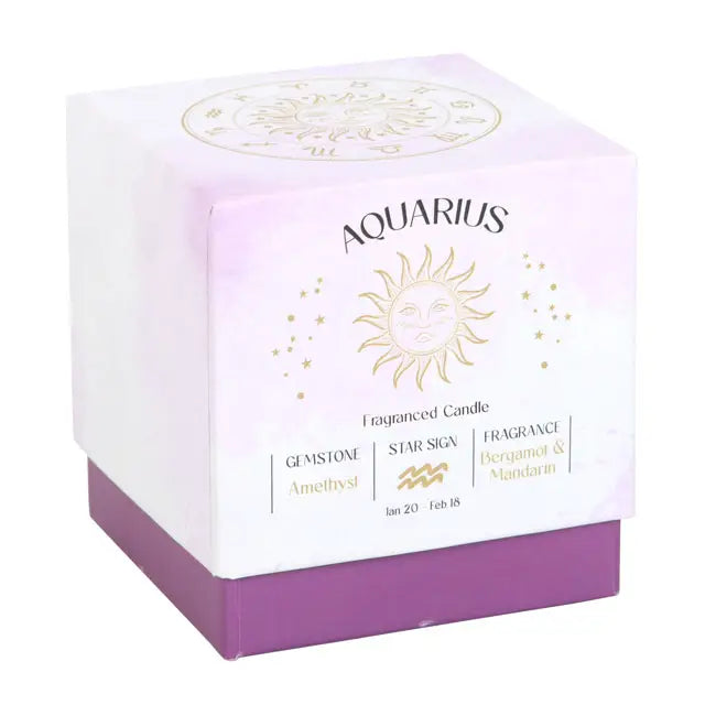 Aquarius Zodiac Crystal Candle
