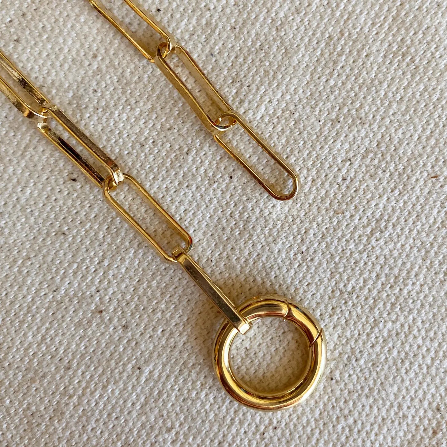 Chunky 18k Gold Filled Paperclip Chain With Charm Clip