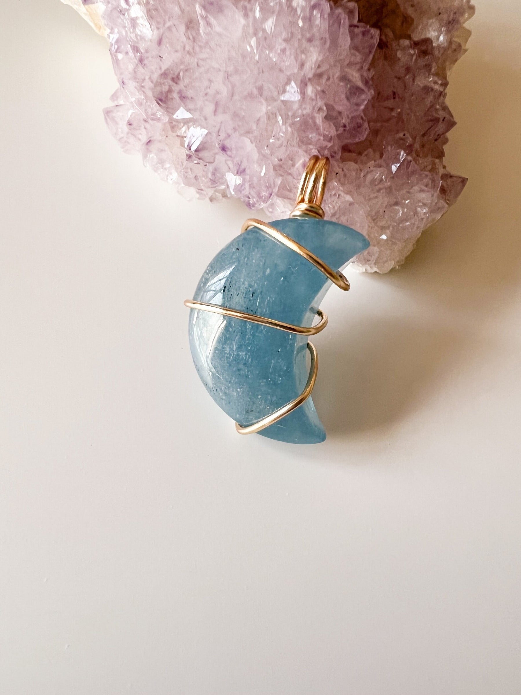 Aquamarine Crescent Moon Pendant