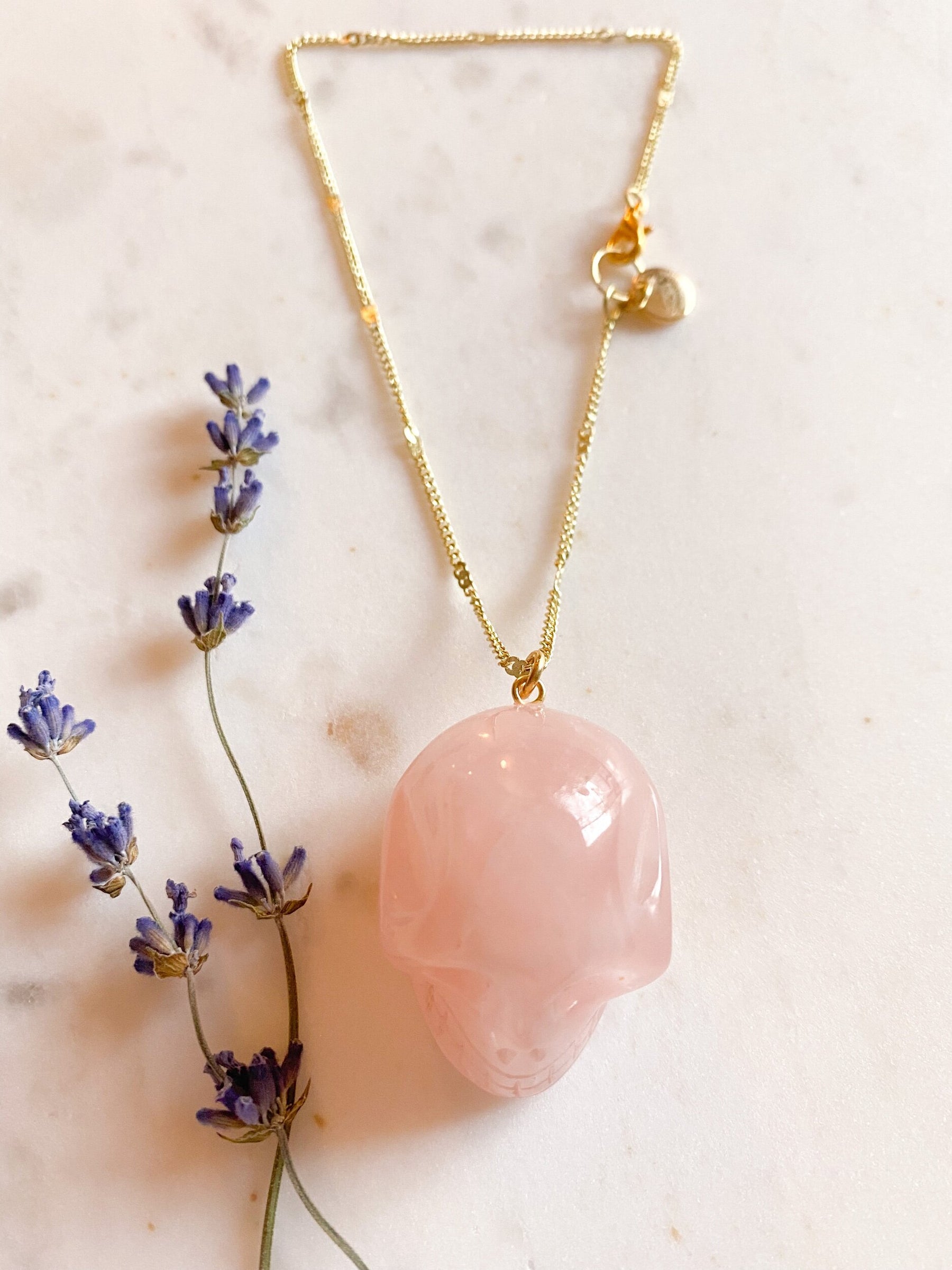 Rose Quartz Crystal Skull Car Charm