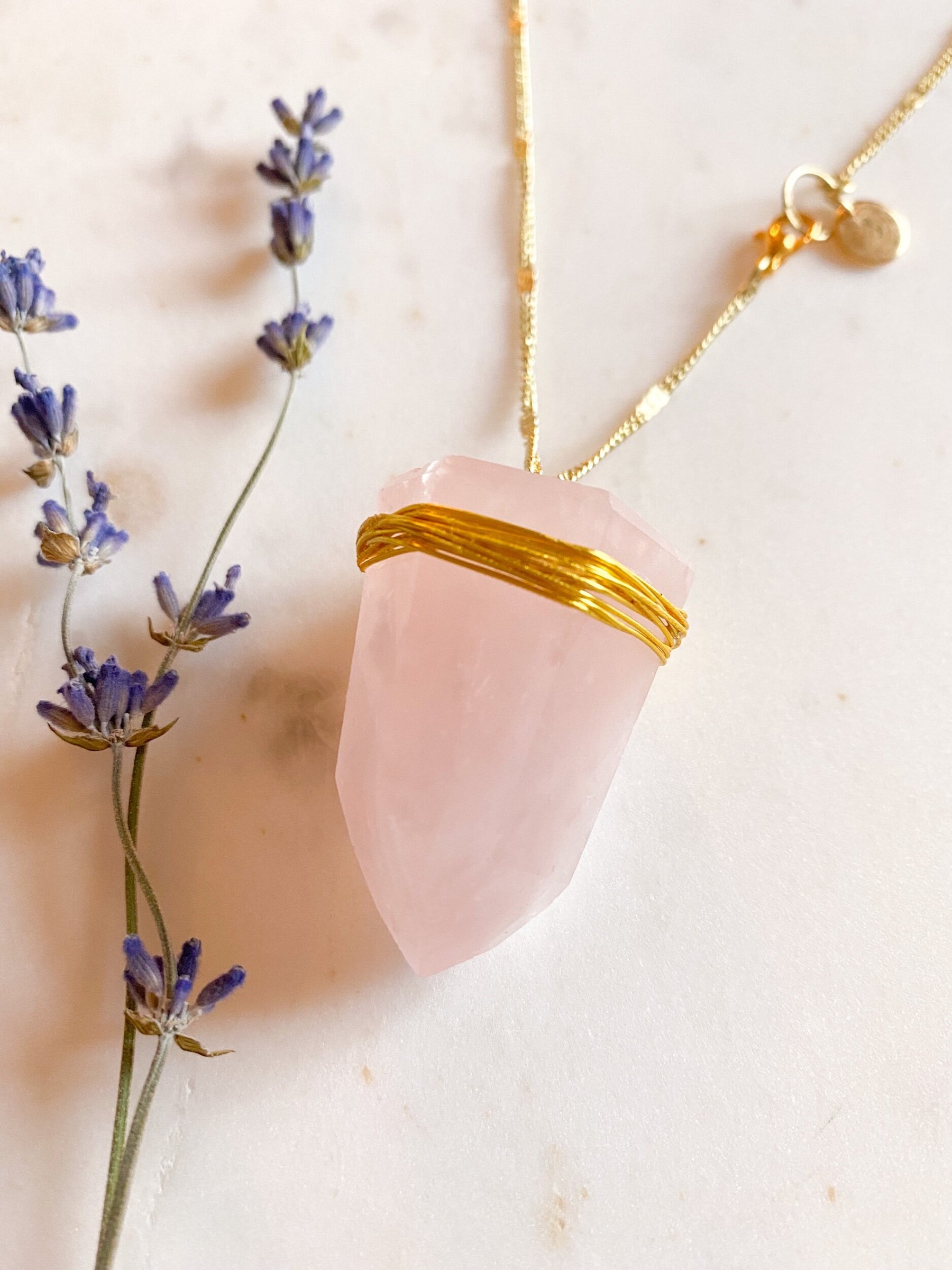 Rose Quartz Crystal Car Charm