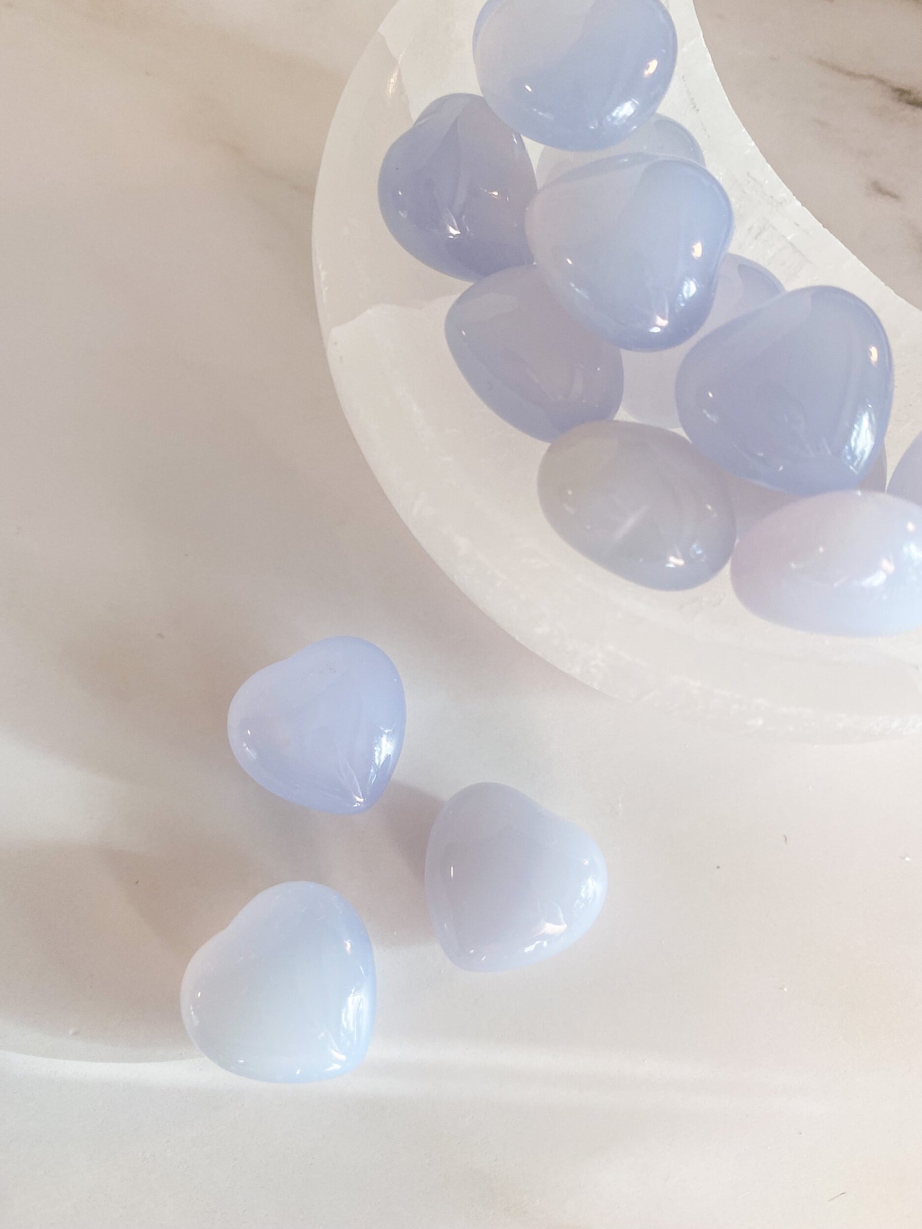 Mini Blue Chalcedony Puffy Heart