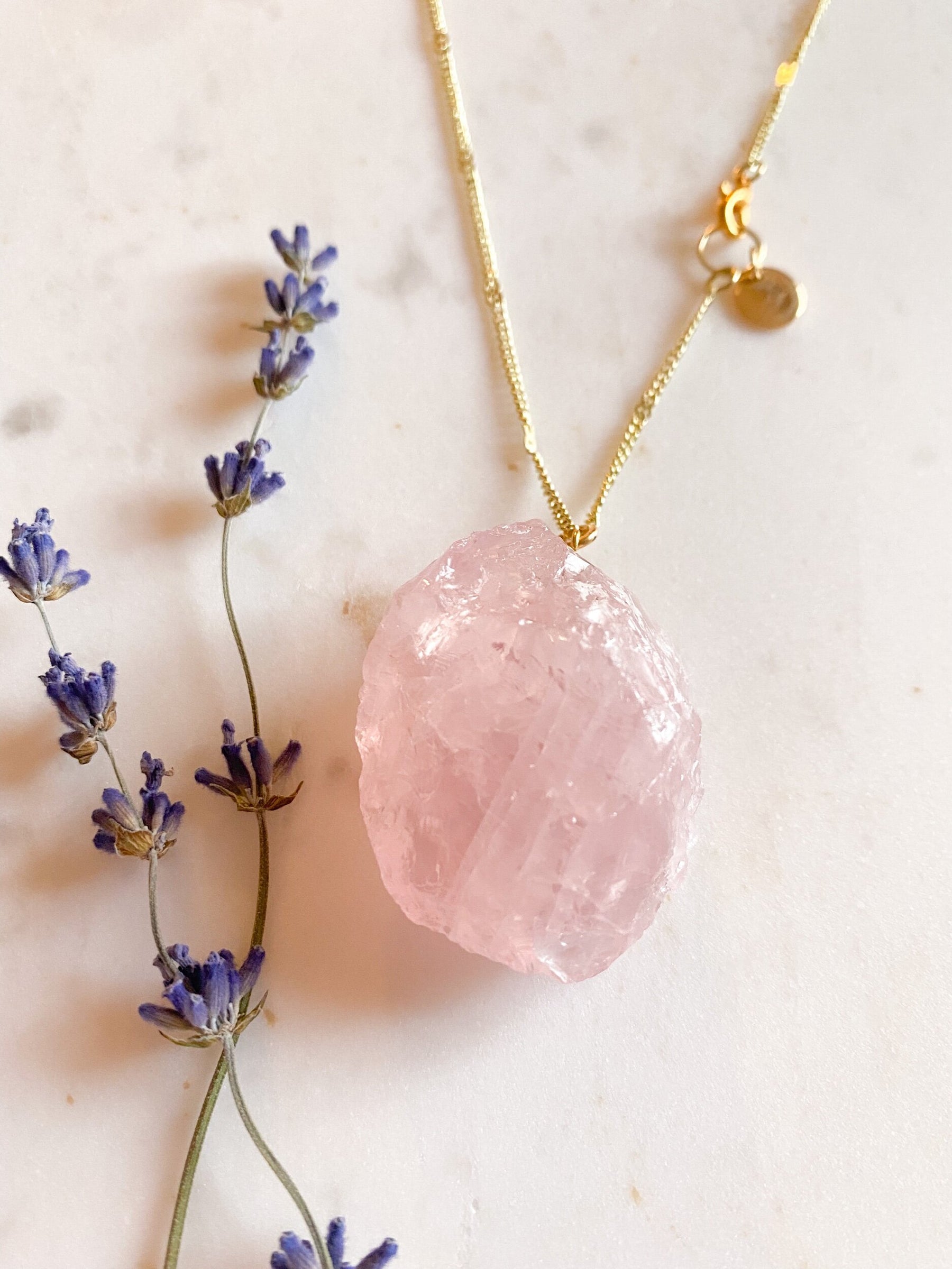 Raw Rose Quartz Crystal Car Charm