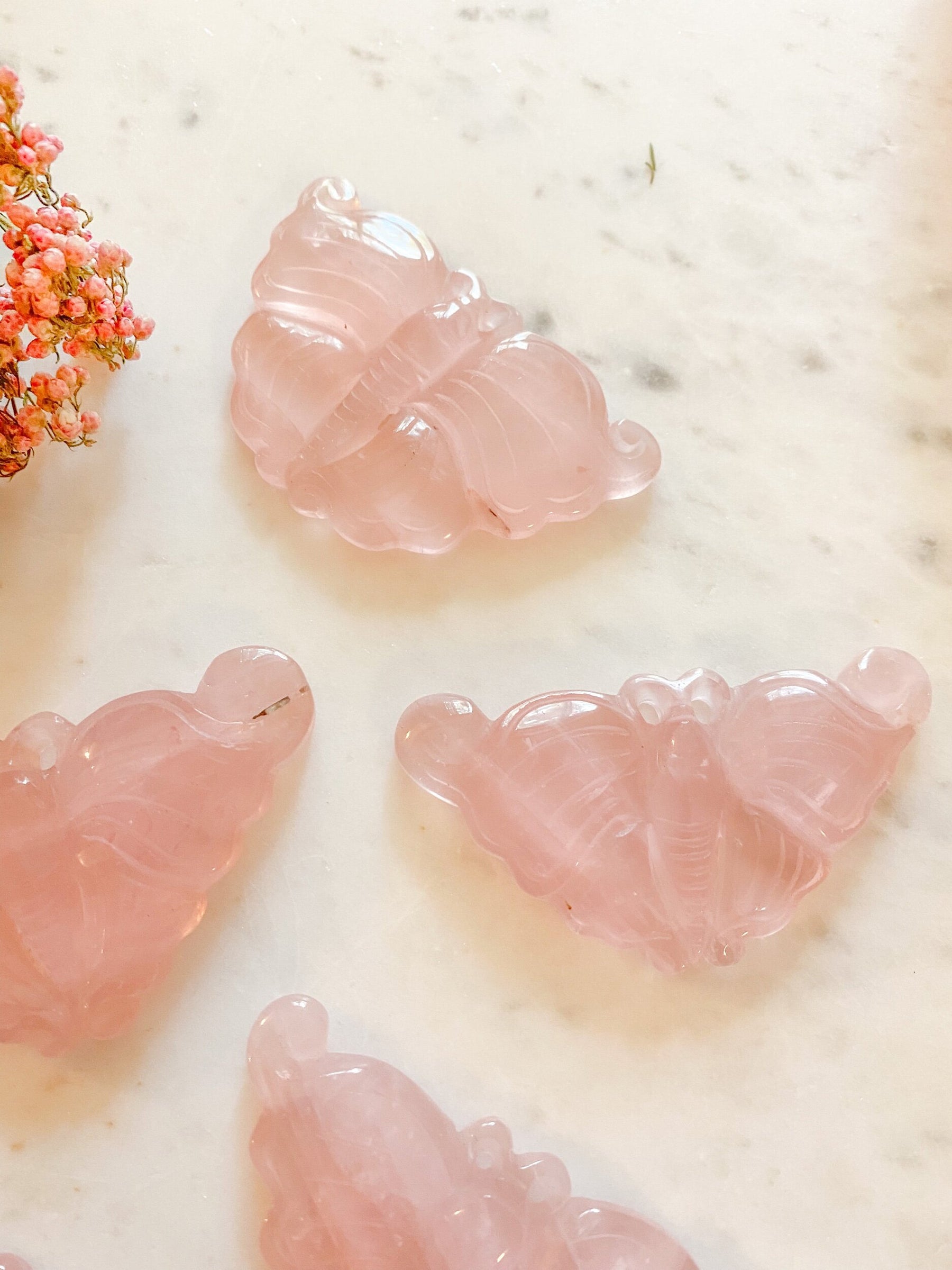 Rose Quartz Butterfly Carving