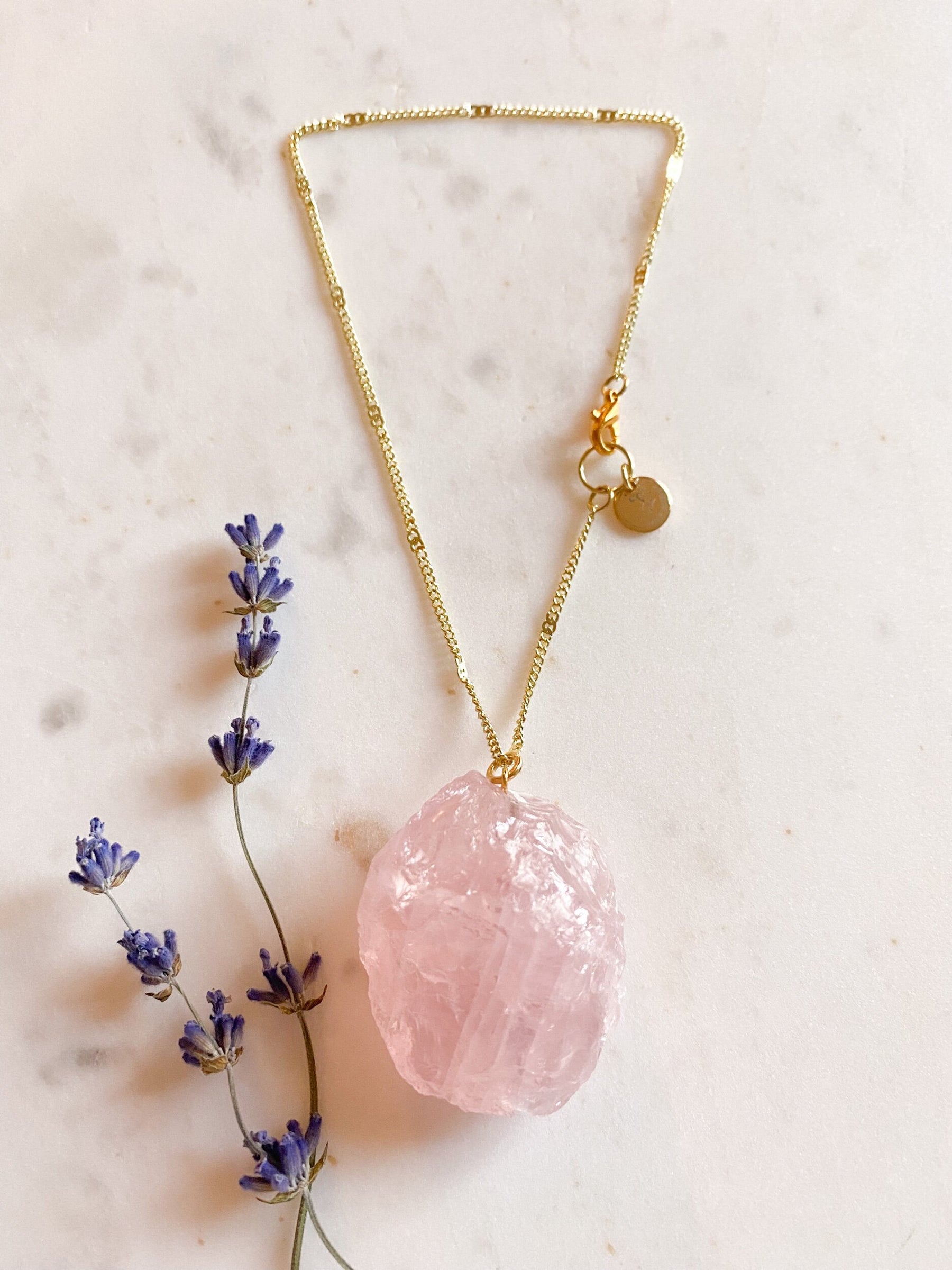 Raw Rose Quartz Crystal Car Charm