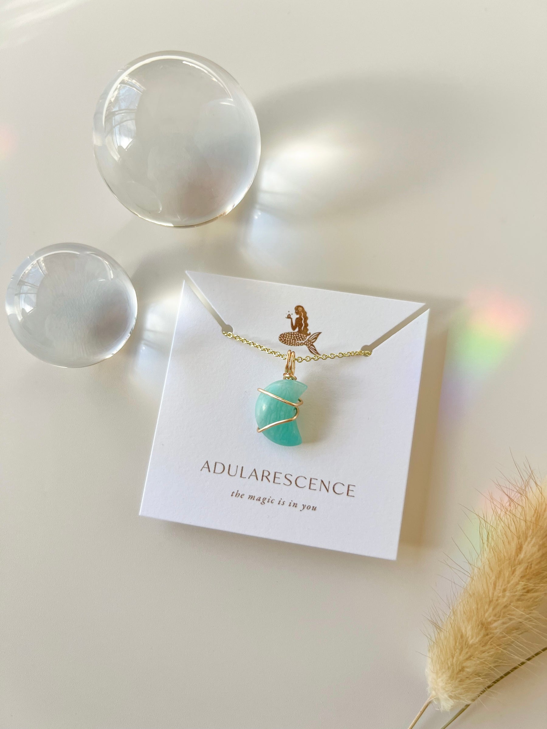 Amazonite Moon Pendant