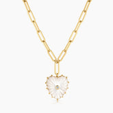 Malene Mother of Pearl Heart Chain Link Necklace