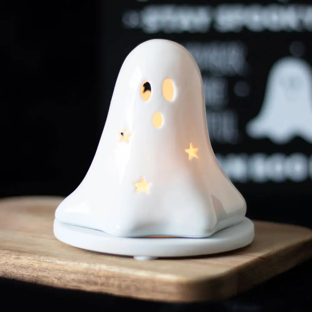 Ceramic Halloween Ghost Tealight and Incense Cone Holder