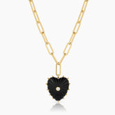 Malene Onyx Heart Chain Link Necklace