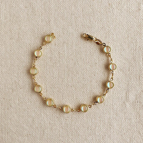 18k Gold Filled Rounded Lab Opal Bracelet