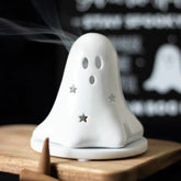 Ceramic Halloween Ghost Tealight and Incense Cone Holder