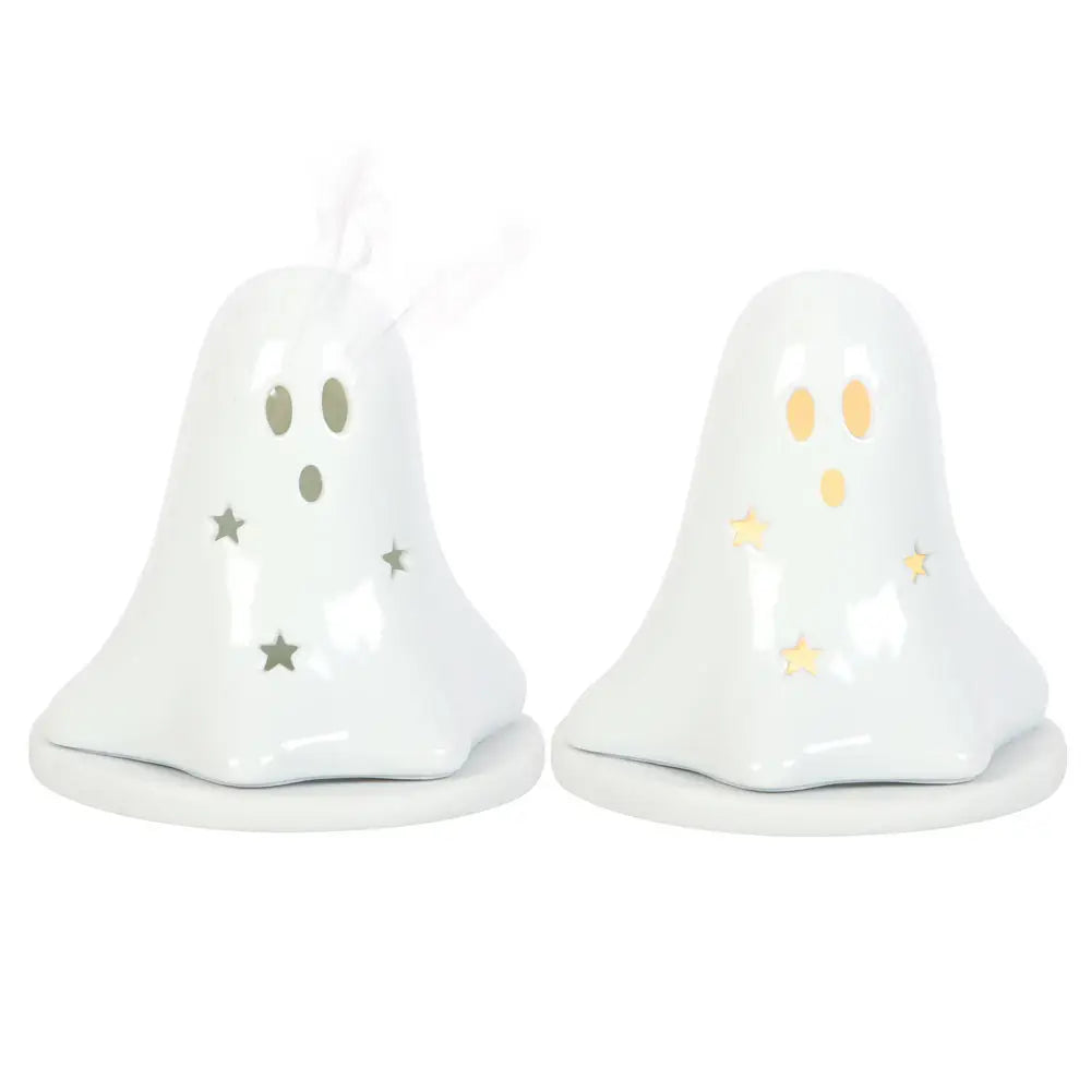 Ceramic Halloween Ghost Tealight and Incense Cone Holder