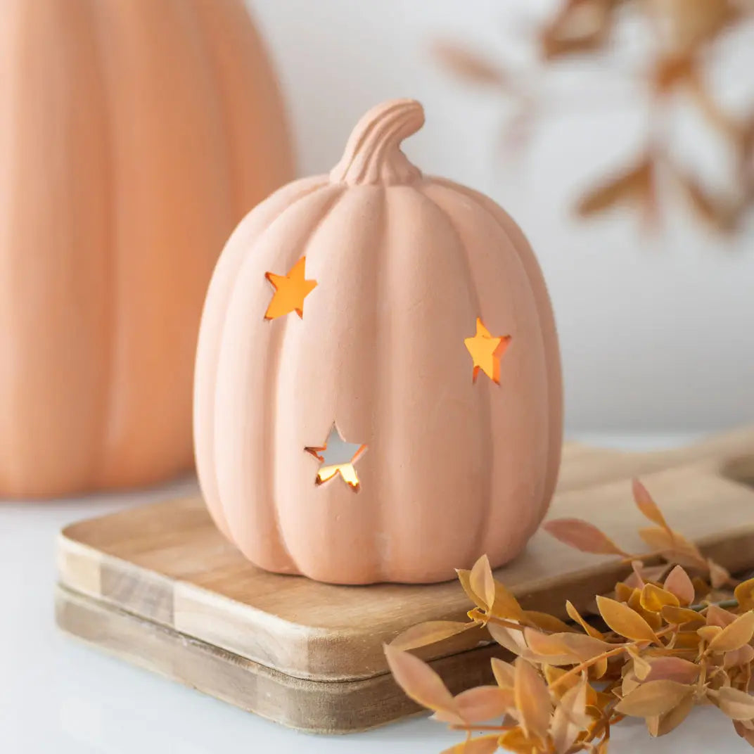 9cm Terracotta Fall and Halloween Pumpkin Tealight Holder