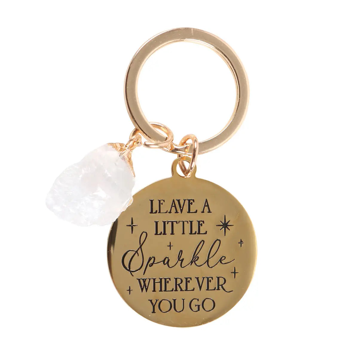 Leave A Little Sparkle Clear Quartz Crystal Keyring