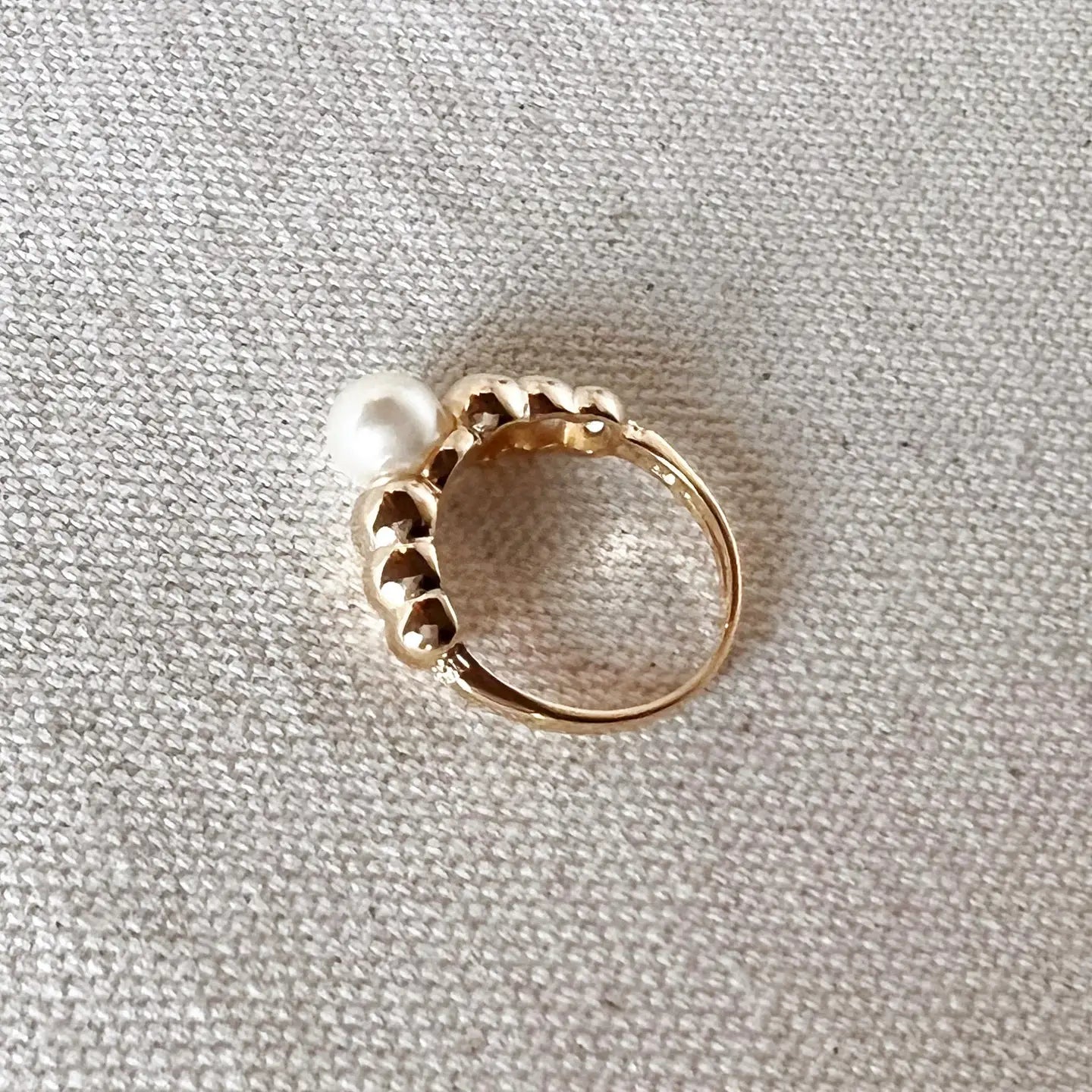 18k Gold Filled Beads and Pearl Ring