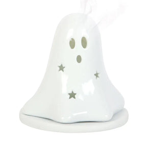 Ceramic Halloween Ghost Tealight and Incense Cone Holder