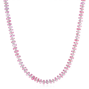 Pink Topaz Gemstone Heishi Necklace