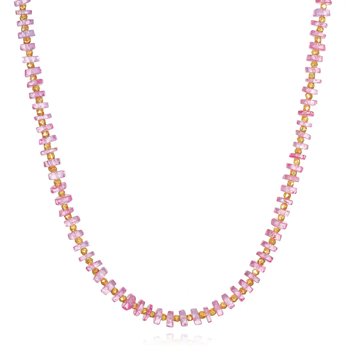 Pink Topaz Gemstone Heishi Necklace