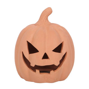 15cm Terracotta Halloween Pumpkin Tealight Holder