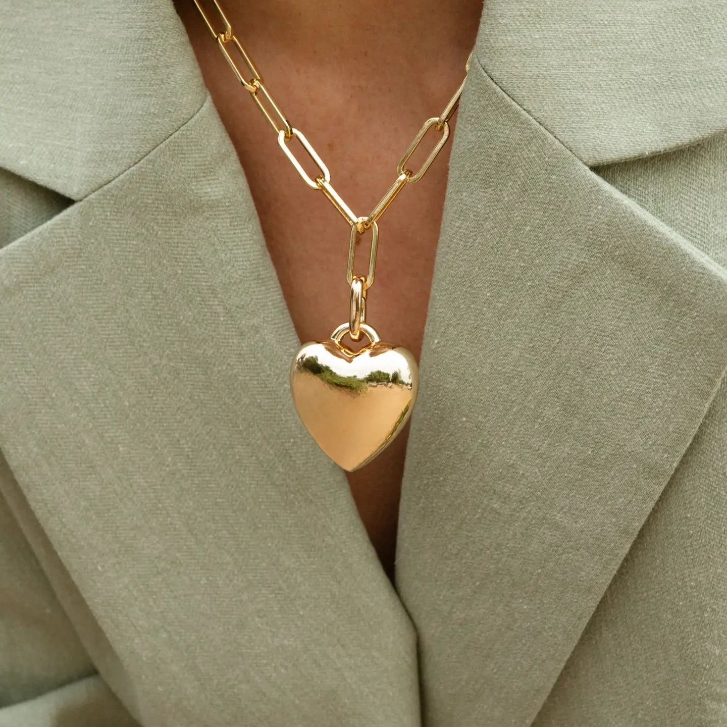 Aurelie Puffy Heart Link Necklace