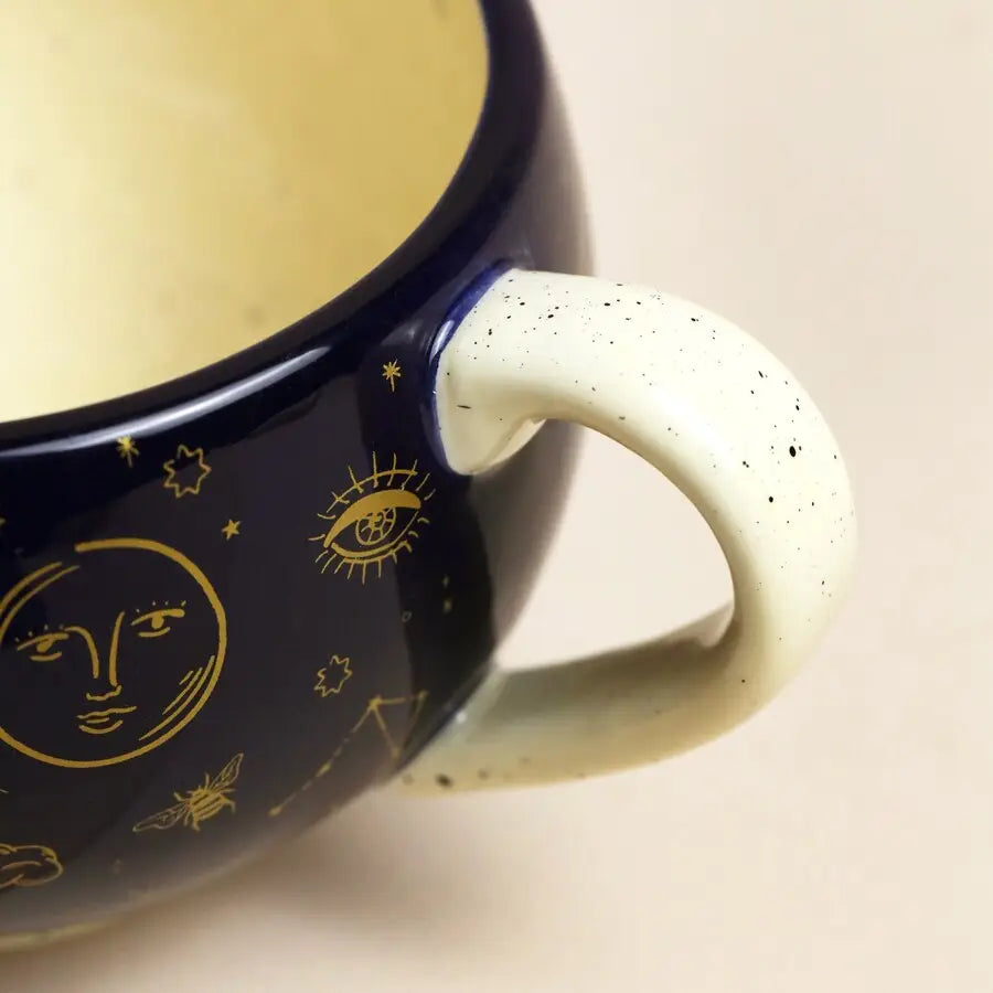 Starry Night Navy Crescent Moon Mug