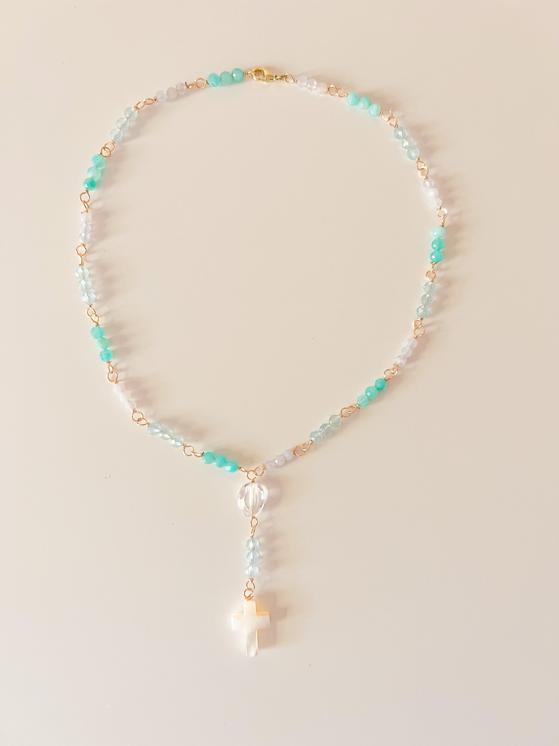 Endless Blue Dreams Rosary Gemstone Necklace