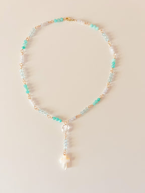 Endless Blue Dreams Rosary Gemstone Necklace