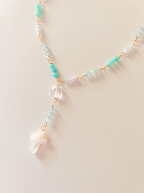 Endless Blue Dreams Rosary Gemstone Necklace